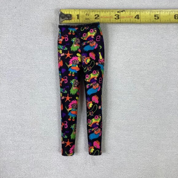 Vintage Barbie Doll Leggings Pants 90s Style Handmade Neon Troll Cartoon Pattern - Picture 7 of 7